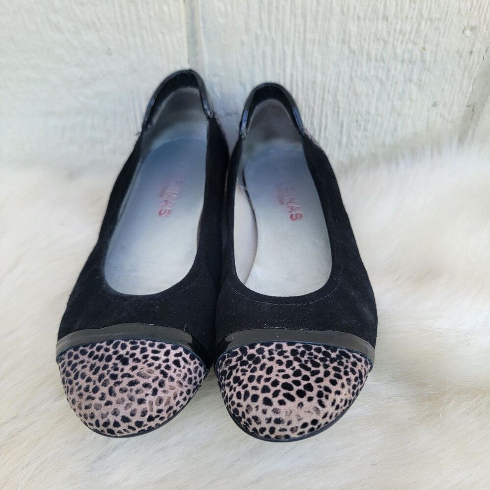 sabrinas made in spain cap toe animal print ballet flats sz 36